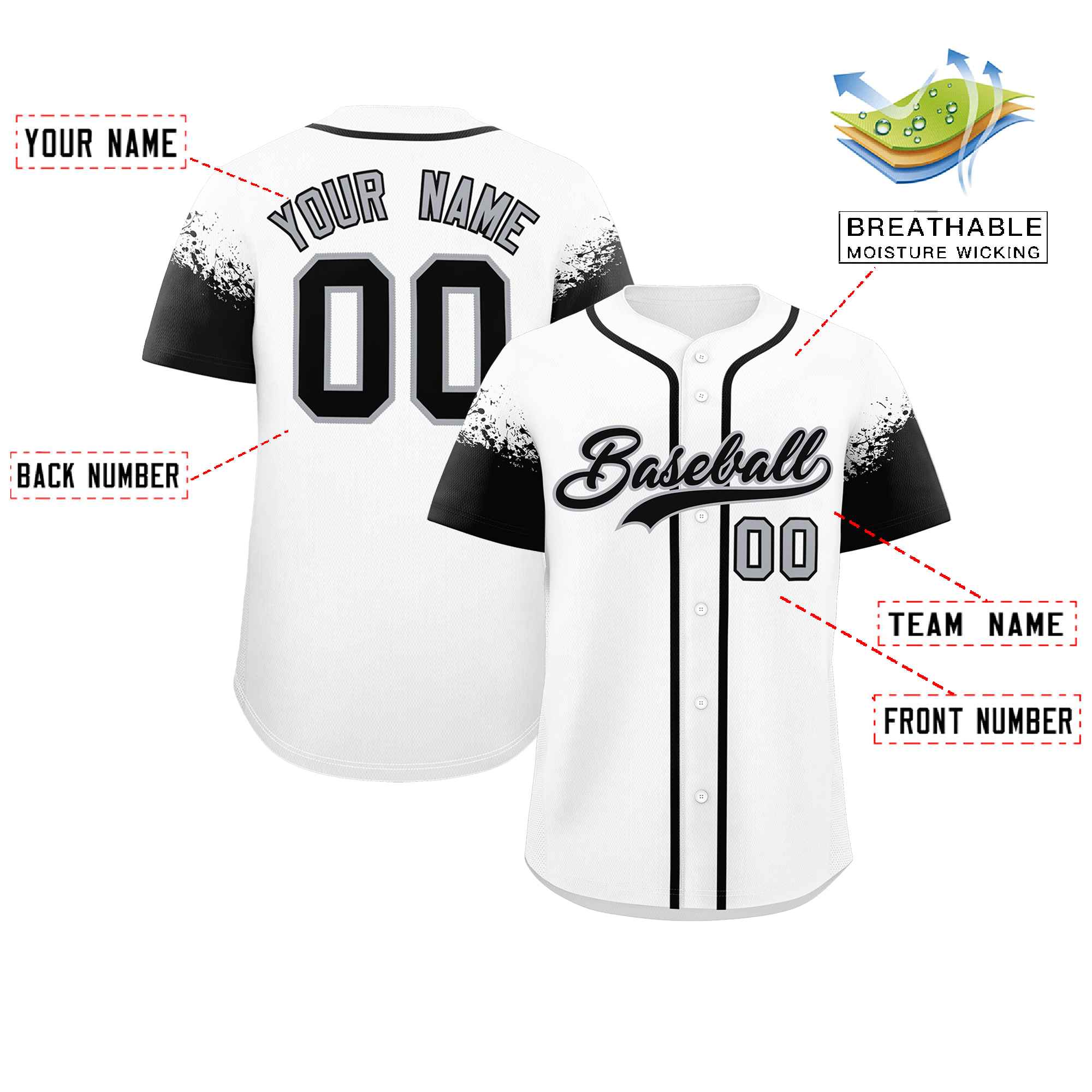 Custom White Black Personalized Raglan Sleeves Design Authentic Baseball Jersey