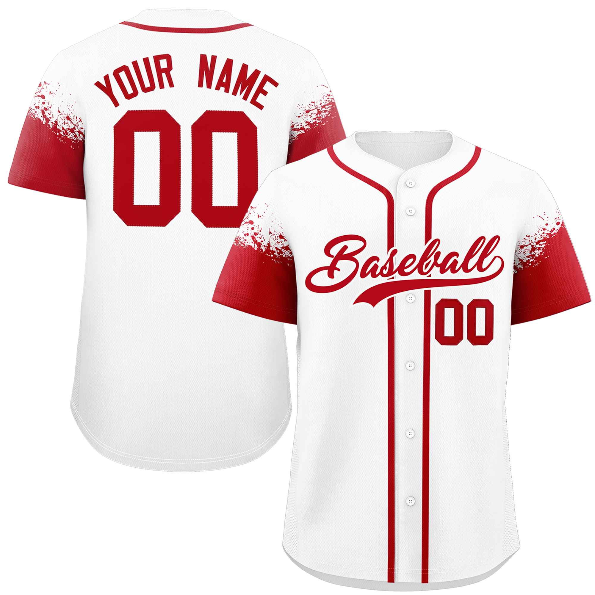 Custom White Red Personalized Raglan Sleeves Design Authentic Baseball Jersey