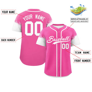 Custom Pink White Personalized Raglan Sleeves Design Authentic Baseball Jersey