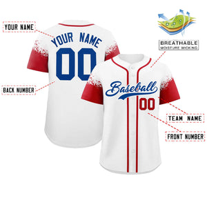 Custom White Red Personalized Raglan Sleeves Design Authentic Baseball Jersey