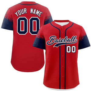 Custom Red Navy Personalized Raglan Sleeves Design Authentic Baseball Jersey