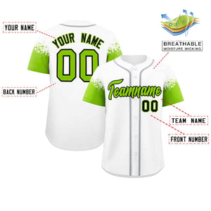 Custom White Neon Green Personalized Raglan Sleeves Design Authentic Baseball Jersey