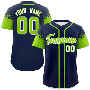 Custom Navy Neon Green Personalized Raglan Sleeves Design Authentic Baseball Jersey