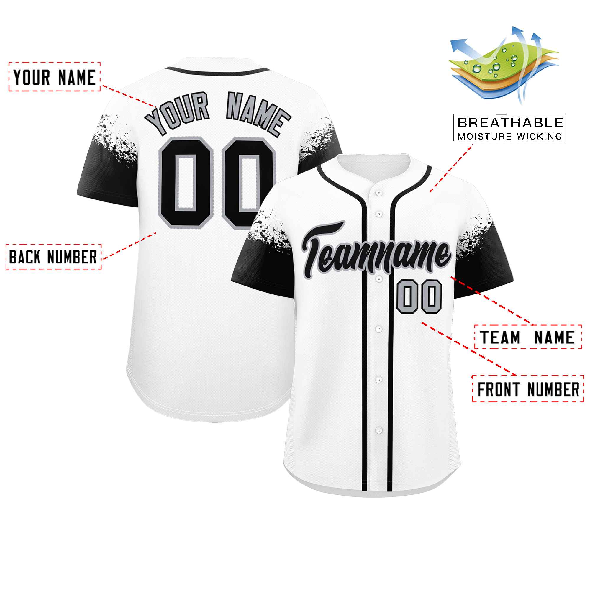 Custom White Black Personalized Raglan Sleeves Design Authentic Baseball Jersey