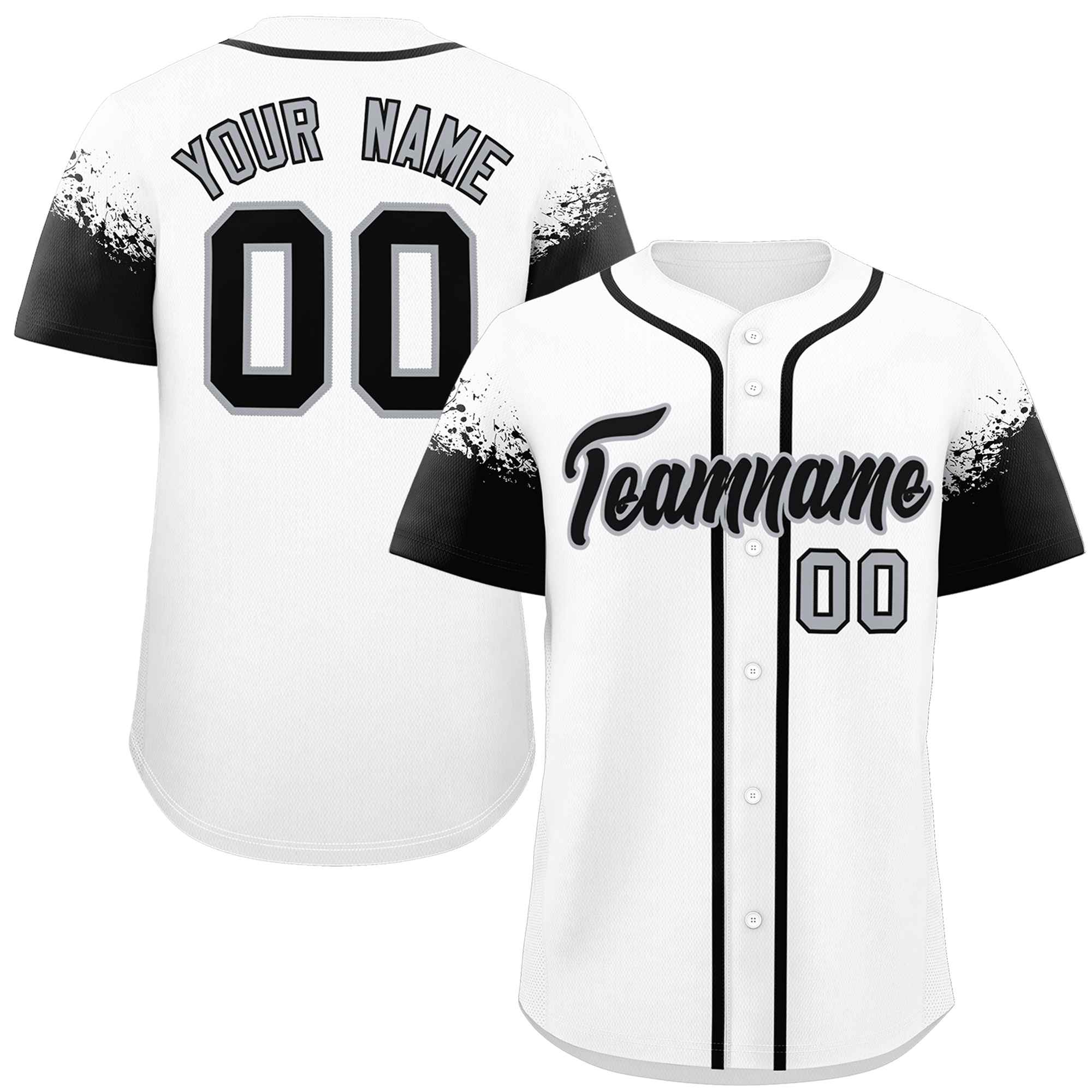 Custom White Black Personalized Raglan Sleeves Design Authentic Baseball Jersey