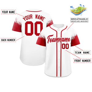 Custom White Red Personalized Raglan Sleeves Design Authentic Baseball Jersey