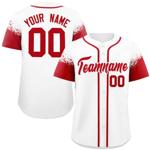 Custom White Red Personalized Raglan Sleeves Design Authentic Baseball Jersey