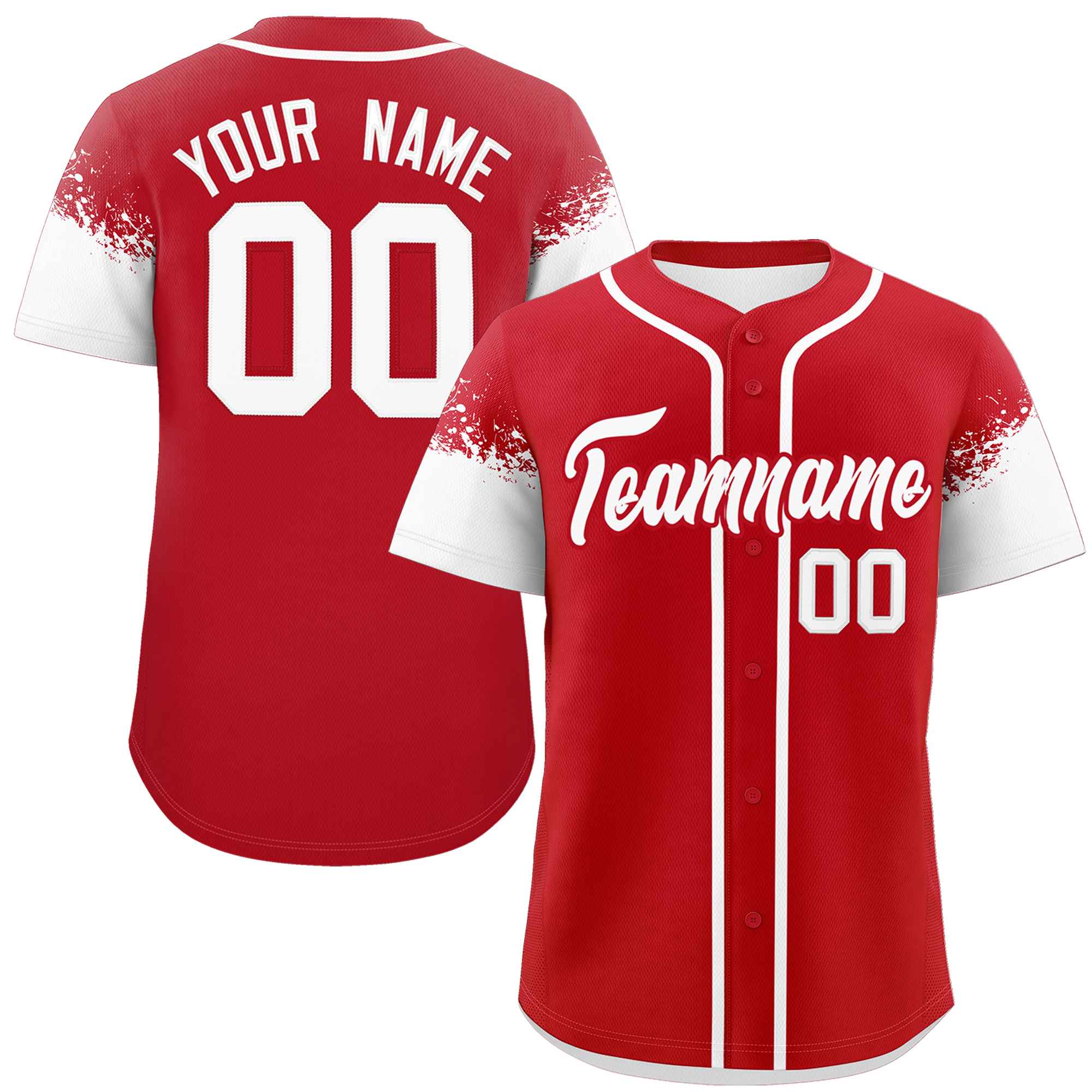 Custom Red White Personalized Raglan Sleeves Design Authentic Baseball Jersey