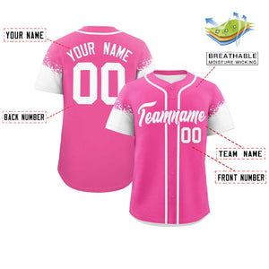 Custom Pink White Personalized Raglan Sleeves Design Authentic Baseball Jersey