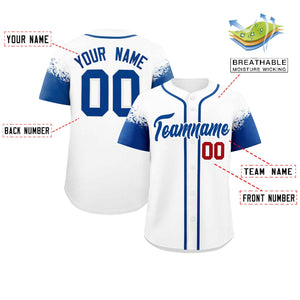 Custom White Royal Personalized Raglan Sleeves Design Authentic Baseball Jersey