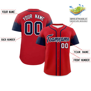 Custom Red Navy Personalized Raglan Sleeves Design Authentic Baseball Jersey