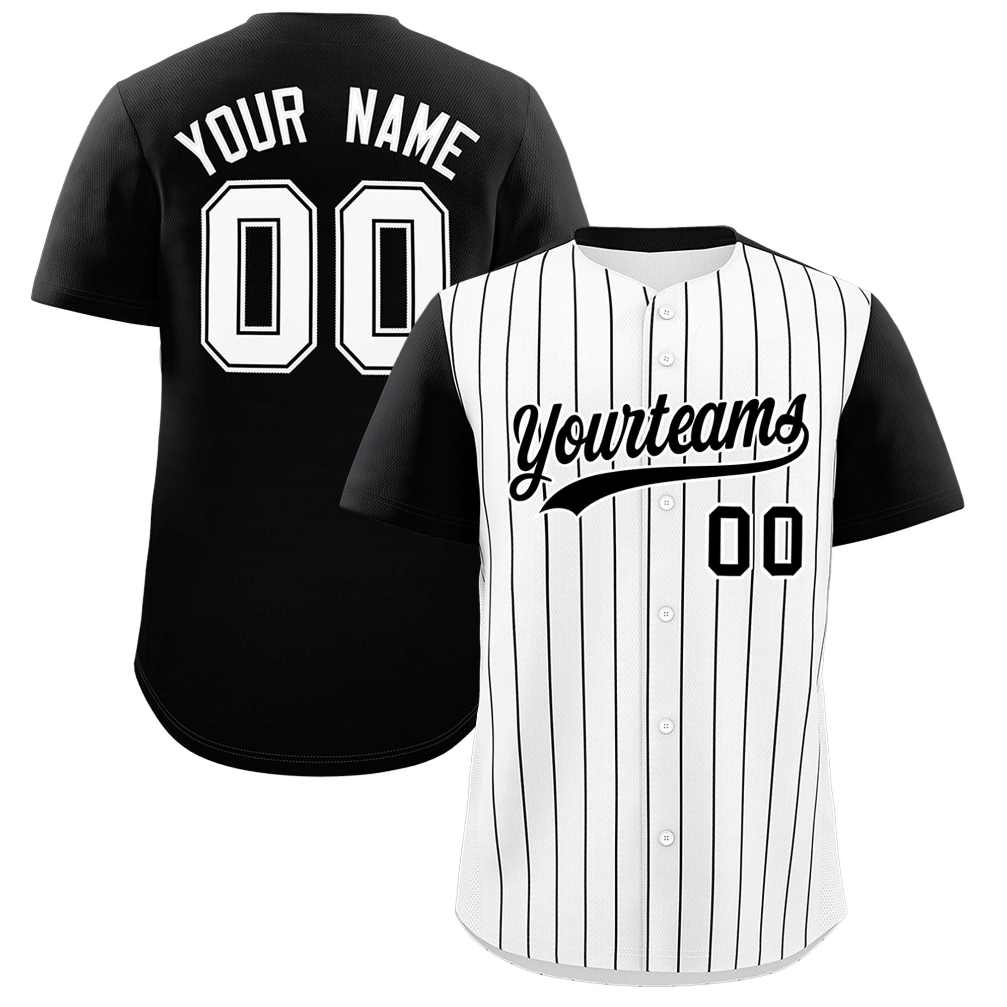 Custom White Black Pinstripe Personalized Two-Tone Authentic Baseball Jersey