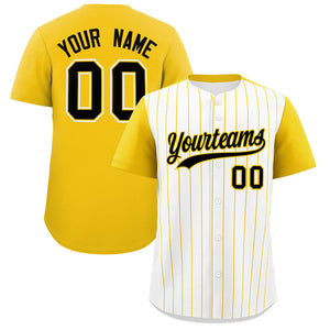 Custom White Gold Pinstripe Personalized Two-Tone Authentic Baseball Jersey