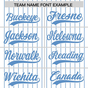 Custom White Light Blue Pinstripe Personalized Two-Tone Authentic Baseball Jersey