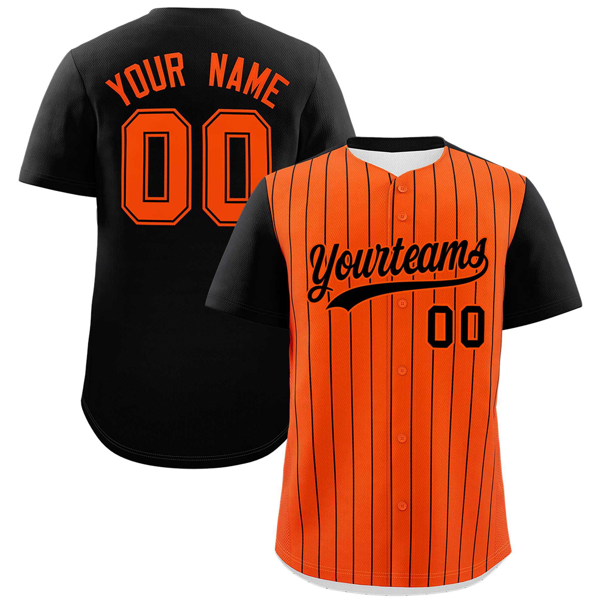 Custom Black Black Pinstripe Personalized Two-Tone Authentic Baseball Jersey