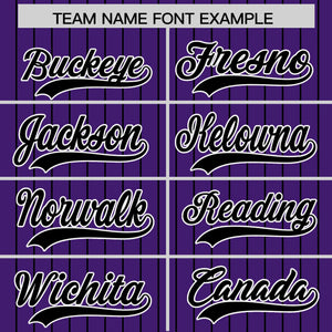 Custom Purple Black Pinstripe Personalized Two-Tone Authentic Baseball Jersey