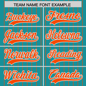 Custom Aqua Orange Pinstripe Personalized Two-Tone Authentic Baseball Jersey