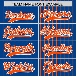 Custom Royal Orange Pinstripe Personalized Two-Tone Authentic Baseball Jersey