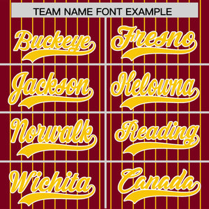 Custom Crimson Gold Pinstripe Personalized Two-Tone Authentic Baseball Jersey