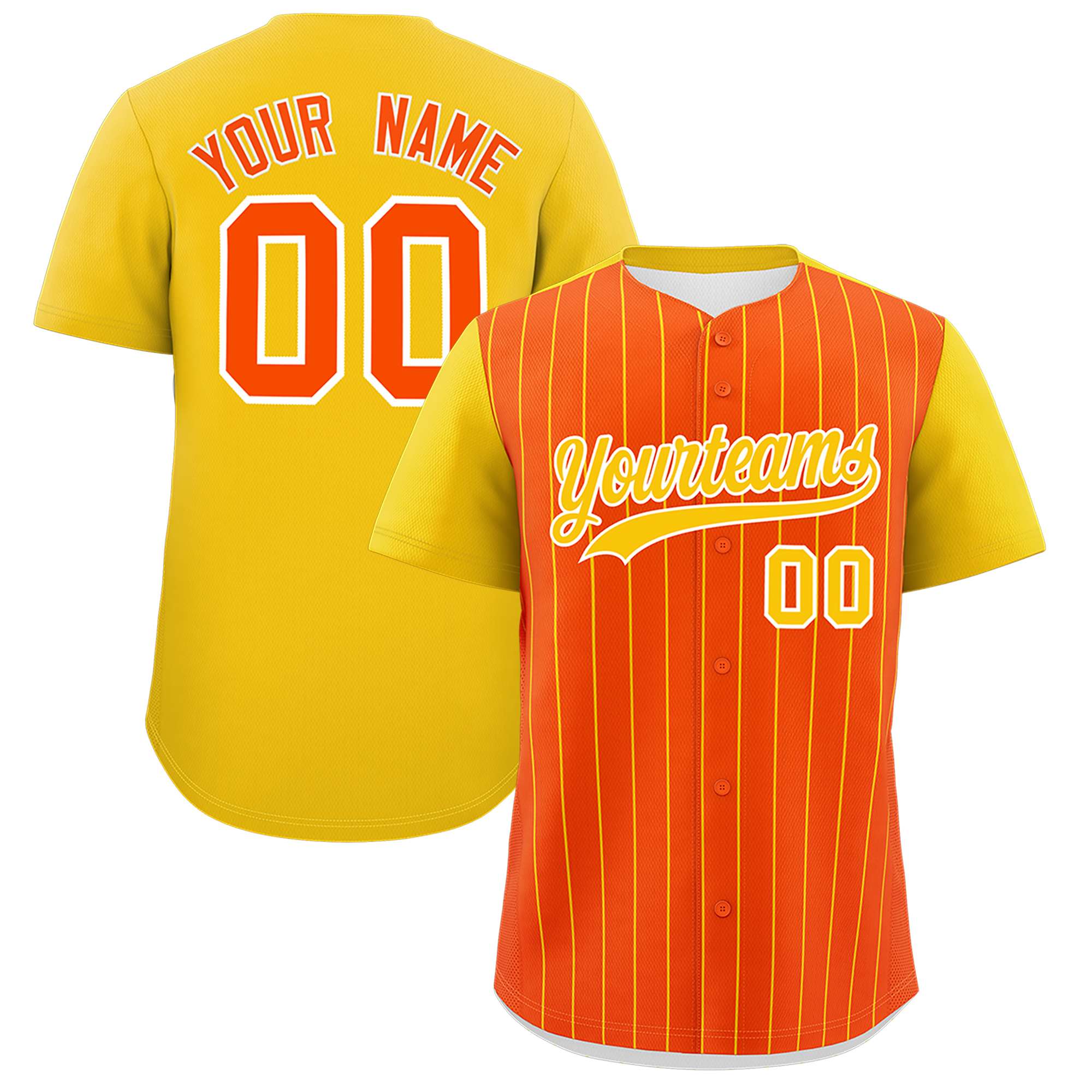 Custom Orange Gold Pinstripe Personalized Two-Tone Authentic Baseball Jersey