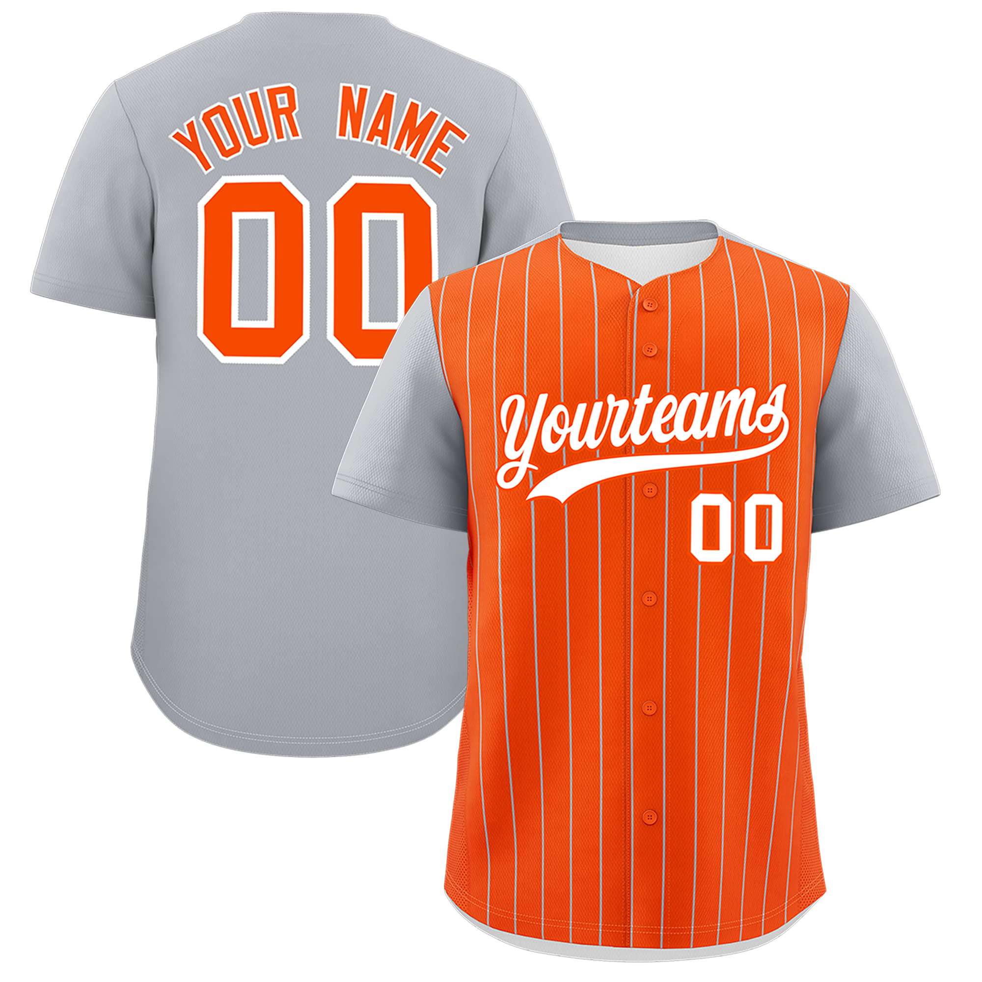 Custom Orange Gray Pinstripe Personalized Two-Tone Authentic Baseball Jersey