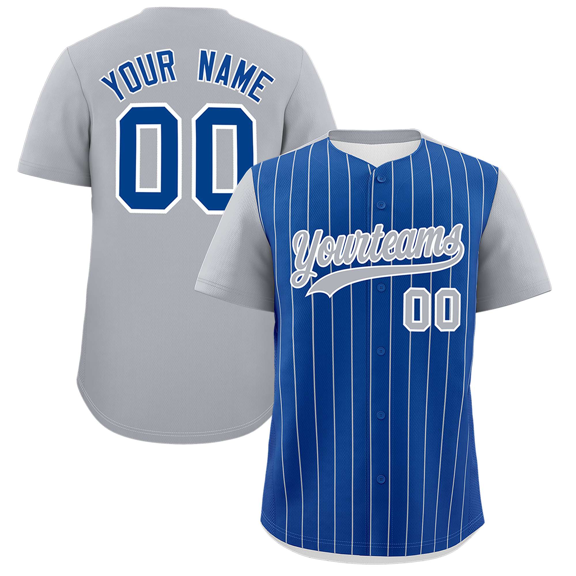 Custom Royal Gray Pinstripe Personalized Two-Tone Authentic Baseball Jersey