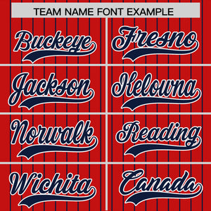 Custom Red Navy Pinstripe Personalized Two-Tone Authentic Baseball Jersey