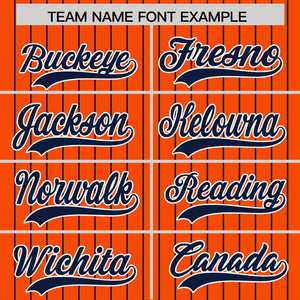 Custom Orange Navy Pinstripe Personalized Two-Tone Authentic Baseball Jersey