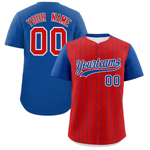 Custom Red Royal Pinstripe Personalized Two-Tone Authentic Baseball Jersey