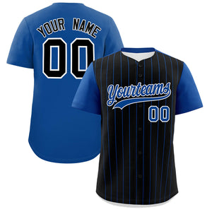 Custom Black Royal Pinstripe Personalized Two-Tone Authentic Baseball Jersey