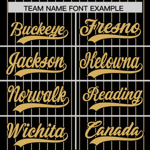 Custom Black Old Gold Pinstripe Personalized Two-Tone Authentic Baseball Jersey