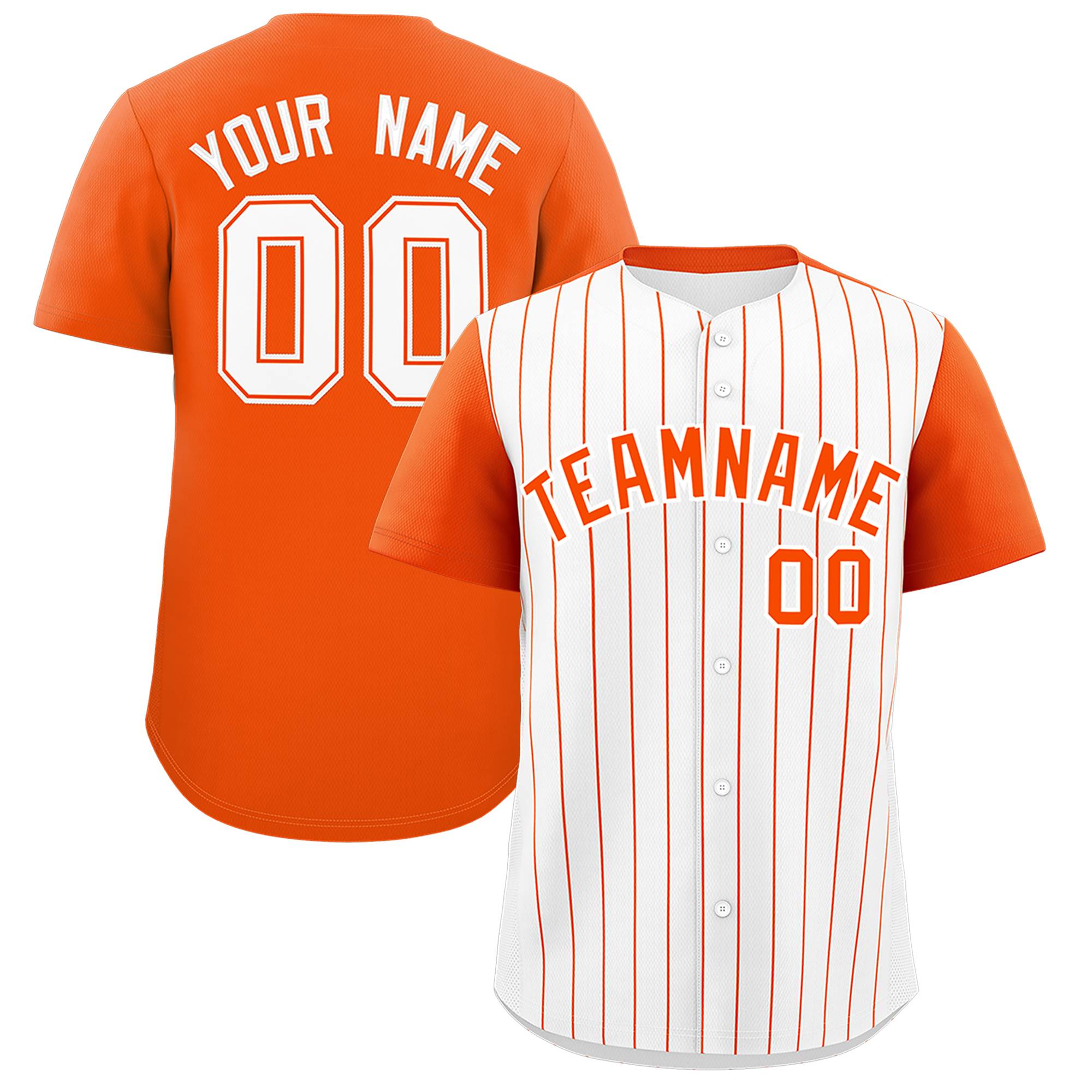 Custom White Orange Pinstripe Personalized Two-Tone Authentic Baseball Jersey