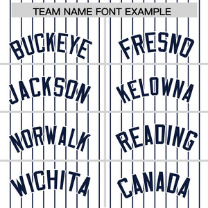 Custom White Navy Pinstripe Personalized Two-Tone Authentic Baseball Jersey