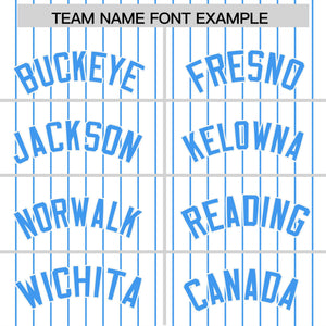 Custom White Powder Blue Pinstripe Personalized Two-Tone Authentic Baseball Jersey