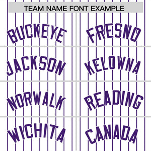 Custom White Purple Pinstripe Personalized Two-Tone Authentic Baseball Jersey