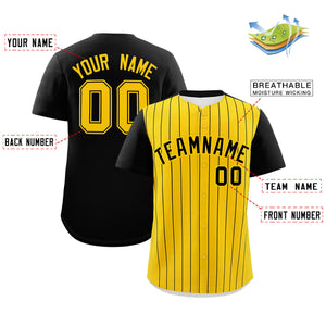 Custom Gold Black Pinstripe Personalized Two-Tone Authentic Baseball Jersey