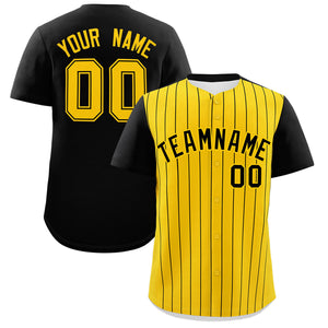 Custom Gold Black Pinstripe Personalized Two-Tone Authentic Baseball Jersey