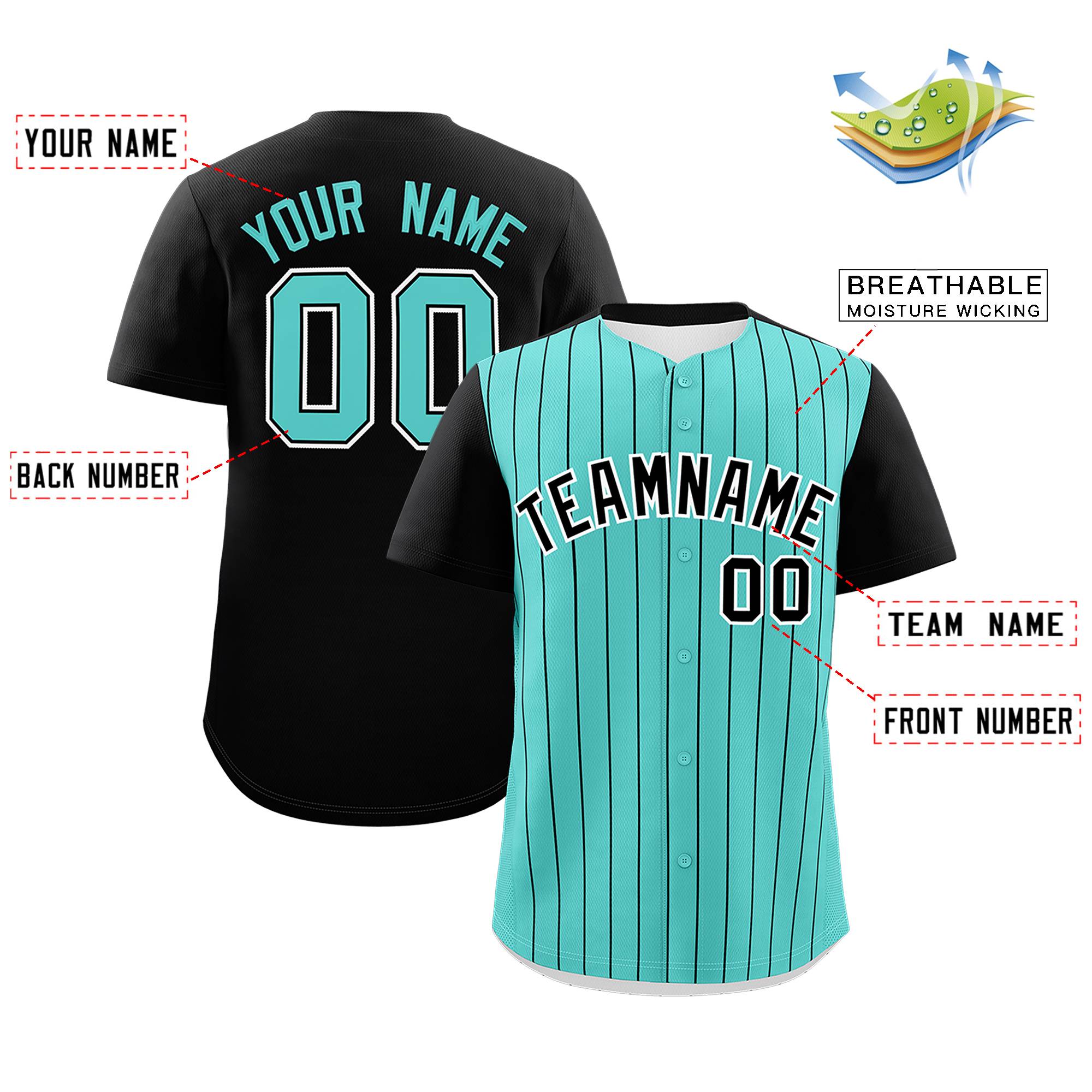 Custom Bright Green Black Pinstripe Personalized Two-Tone Authentic Baseball Jersey