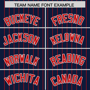 Custom Navy Red Pinstripe Personalized Two-Tone Authentic Baseball Jersey