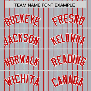 Custom Gray Red Pinstripe Personalized Two-Tone Authentic Baseball Jersey