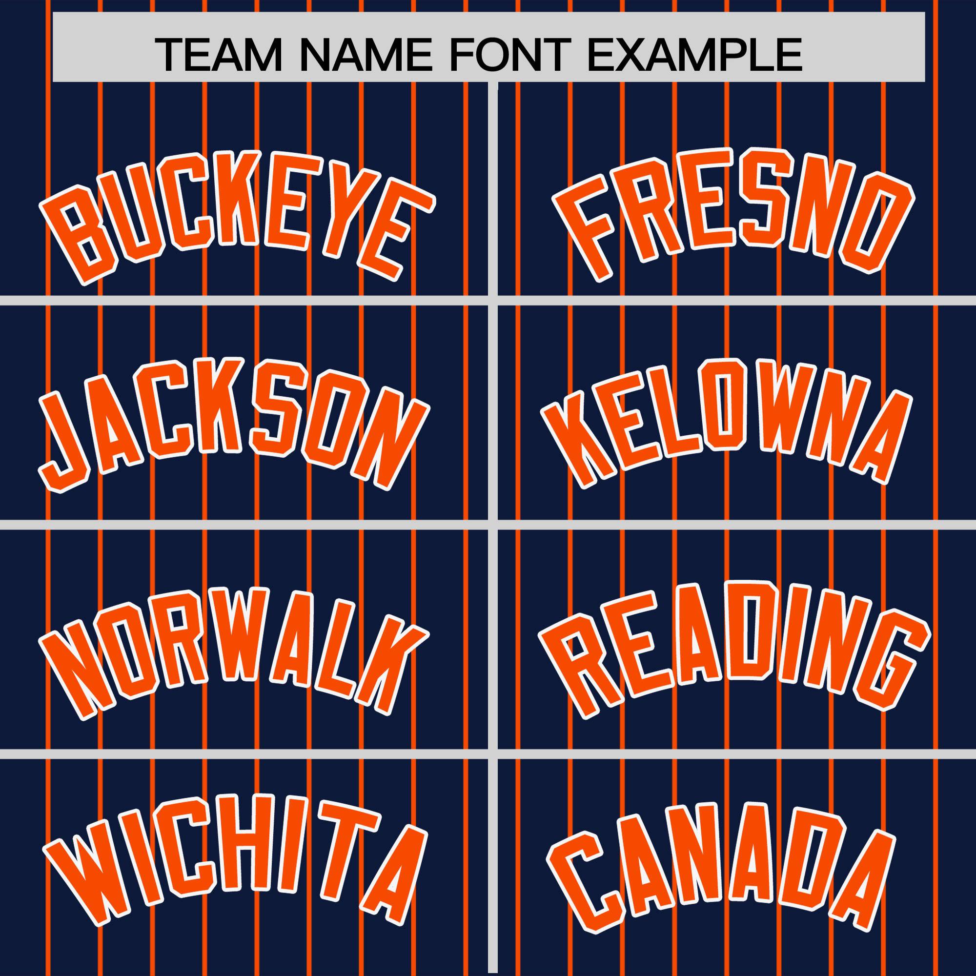 Custom Navy Orange Pinstripe Personalized Two-Tone Authentic Baseball Jersey