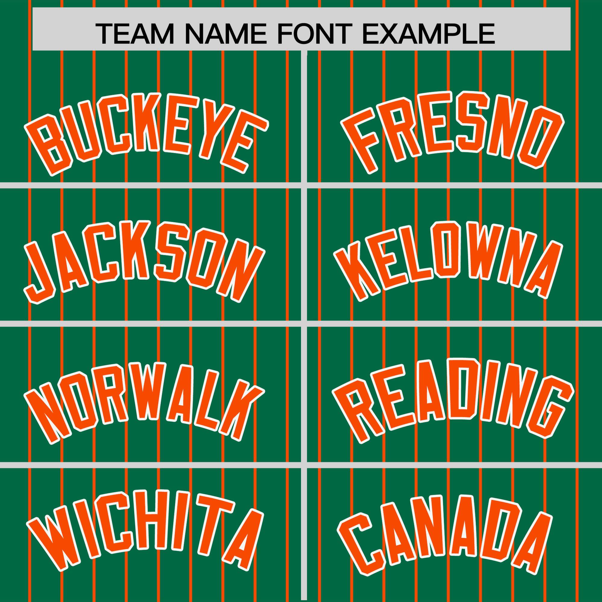 Custom Kelly Green Orange Pinstripe Personalized Two-Tone Authentic Baseball Jersey