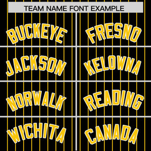 Custom Black Gold Pinstripe Personalized Two-Tone Authentic Baseball Jersey