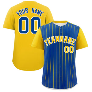 Custom Royal Gold Pinstripe Personalized Two-Tone Authentic Baseball Jersey