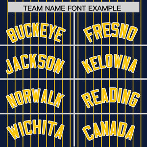 Custom Navy Gold Pinstripe Personalized Two-Tone Authentic Baseball Jersey