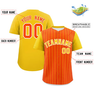 Custom Orange Gold Pinstripe Personalized Two-Tone Authentic Baseball Jersey