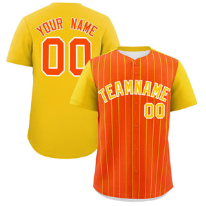 Custom Orange Gold Pinstripe Personalized Two-Tone Authentic Baseball Jersey