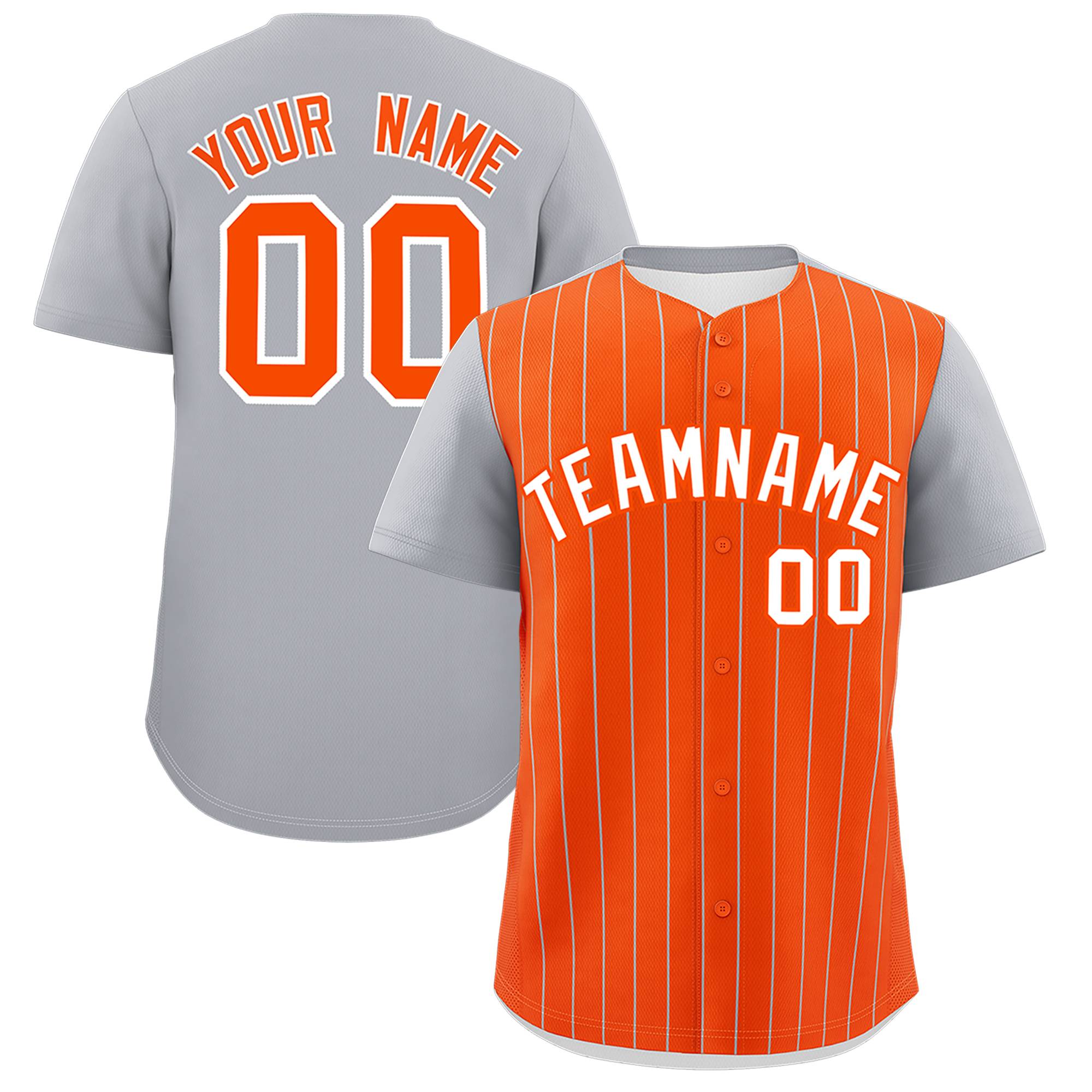 Custom Orange Gray Pinstripe Personalized Two-Tone Authentic Baseball Jersey