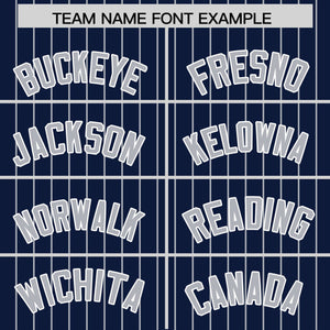 Custom Navy Gray Pinstripe Personalized Two-Tone Authentic Baseball Jersey