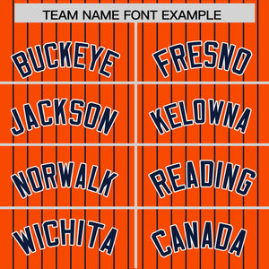 Custom Orange Navy Pinstripe Personalized Two-Tone Authentic Baseball Jersey